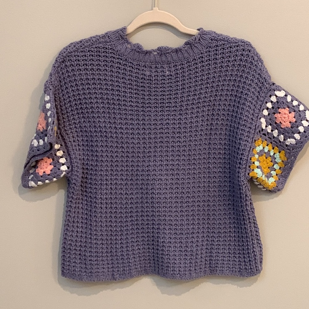 Universal Thread Crochet Knit Short Sleeve Sweater Blouse Top Size M NWOT - Picture 2 of 4